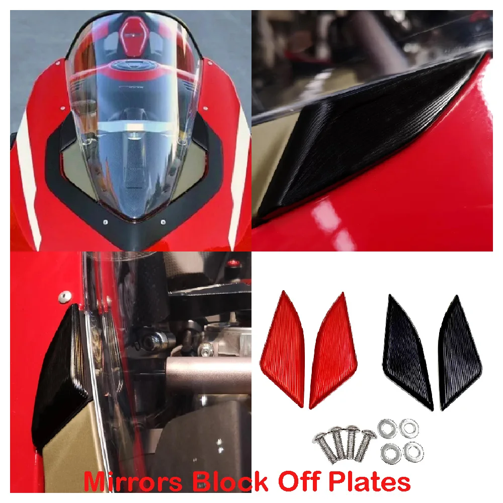 

Fit for Ducati V2 Panigale V4 S R Superleggera ABS 2018-2024 Motorcycle Mirror Block Off Plates Mirrors Base Decorative Hole Cap