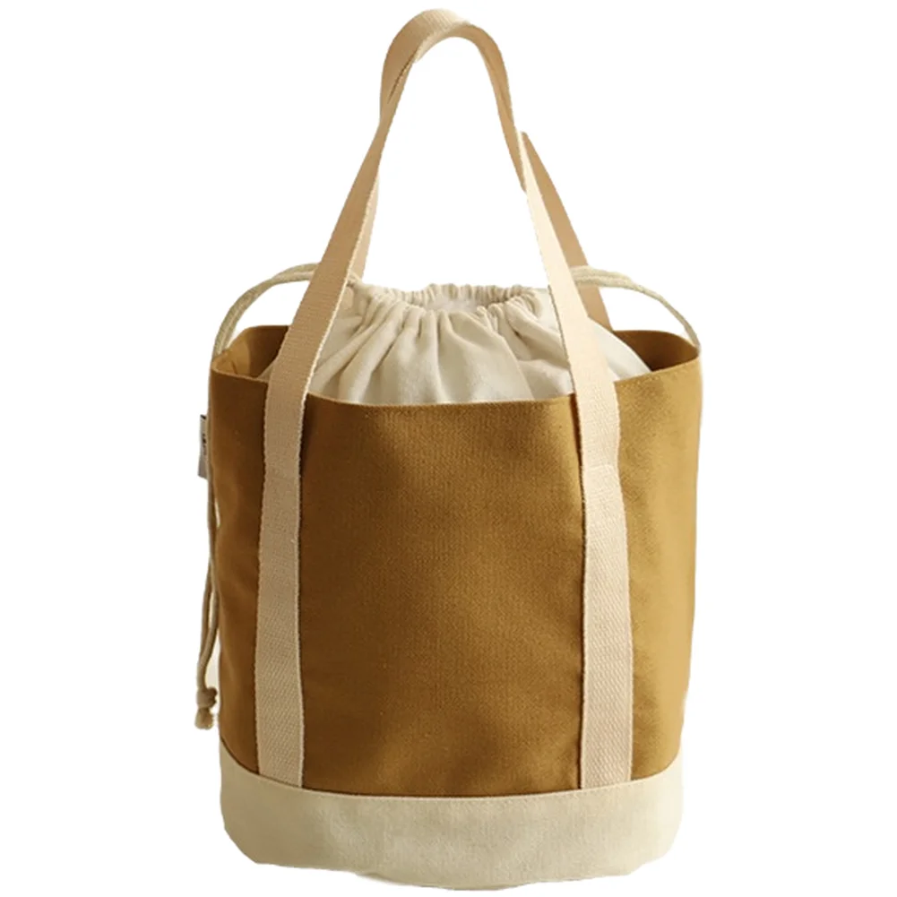 Japanese Style Canvas Lunch Bag Silver Coated Insulation Layer Drawstring for top Thickened Material 23x17x23cm Size
