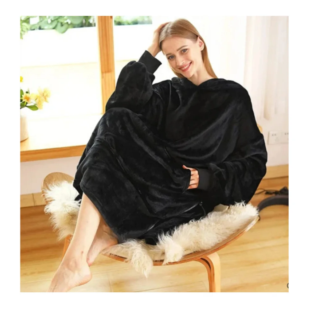 

Loose winter lazy home clothes double-sided flannel nightgown cold proof pullover outdoor warm men and women cold proof pajamas