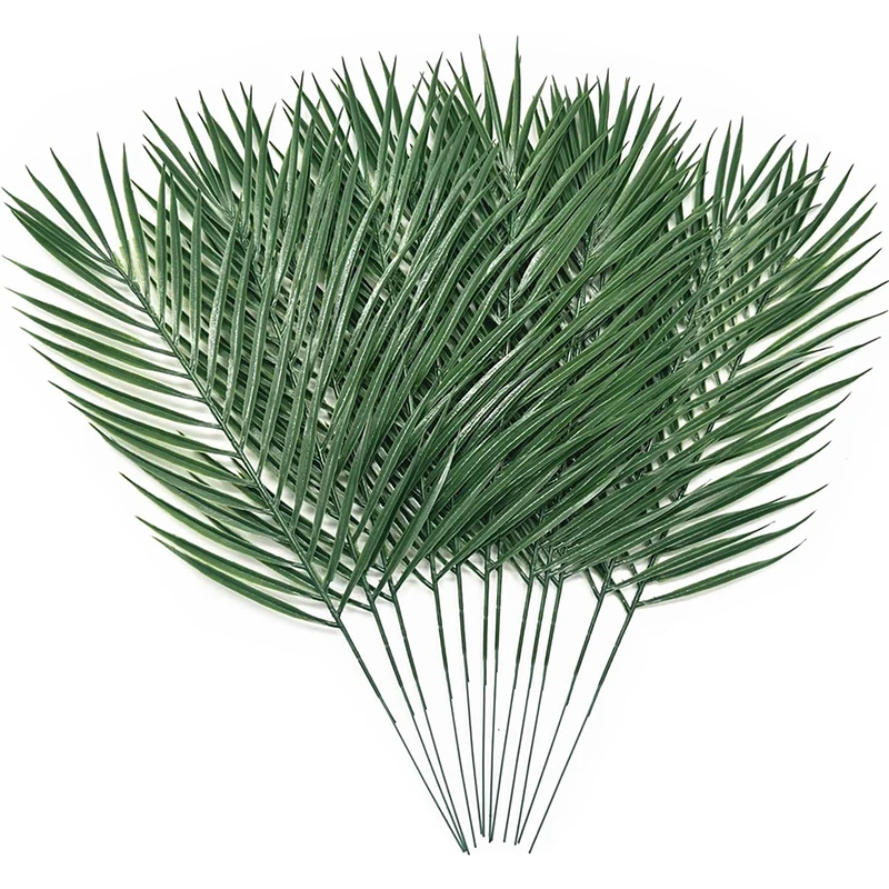 10 Piezas de Hojas Tropicales Artificiales de Palma, Hojas de Monstera para Decoración de Fiestas Hawaianas, Mesas de Playa, Bodas, Baby Shower, Cumpleaños