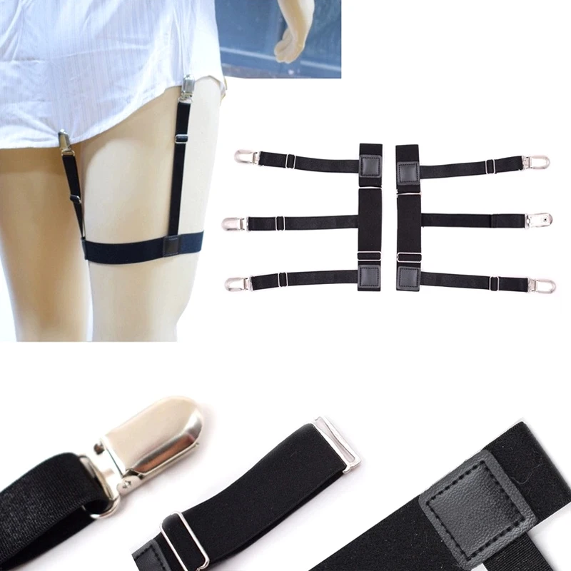 

2 шт., мужская рубашка, ремень с нескользящими фиксирующими зажимами, сохраняет рубашку, подвязки на бедро, регулируемый фиксирующий ремень