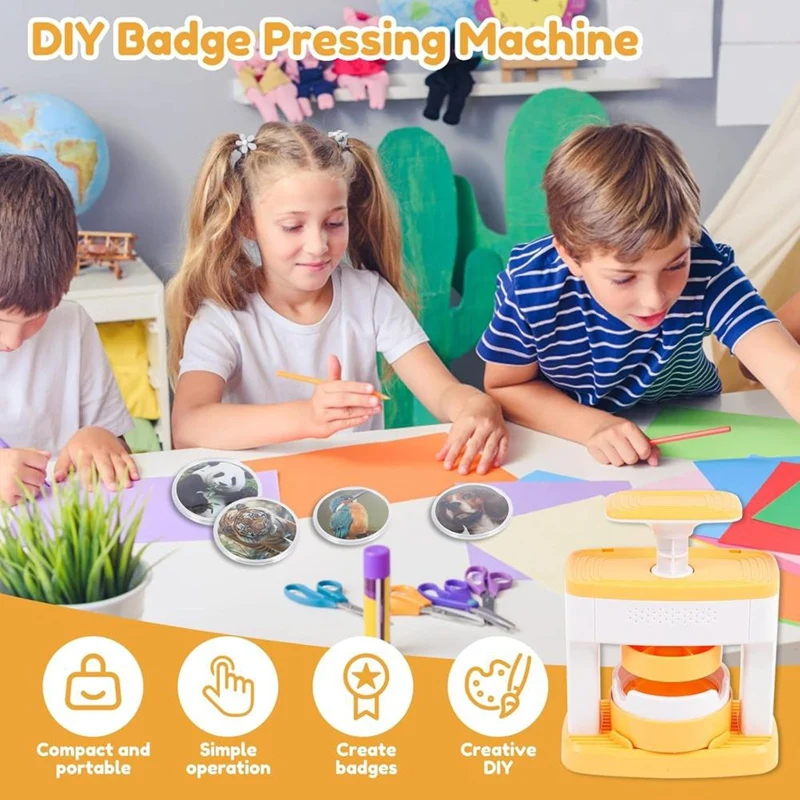 Máquina para hacer insignias, fabricante de pines sólidos, kit de punzonado de insignias de máquina Creativepress, fabricante de insignias de pines fácil de usar para niños