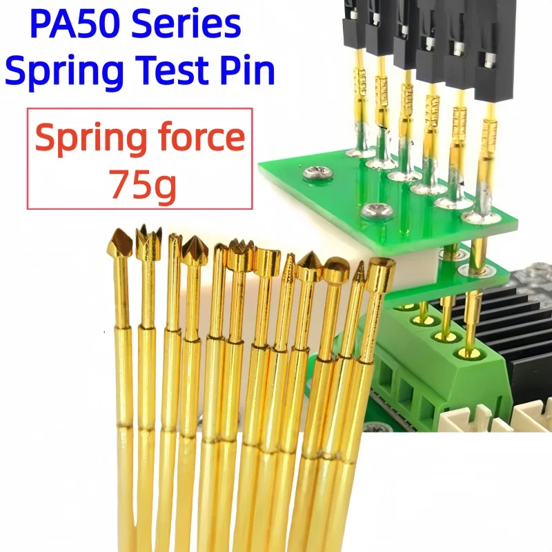 PA50 Series Gold Plated Brass Spring Test Probe Test Pin Pogo Pin Electric Detection Needle PCB Test PA50-B PA50-B1 0.68mm 17mm
