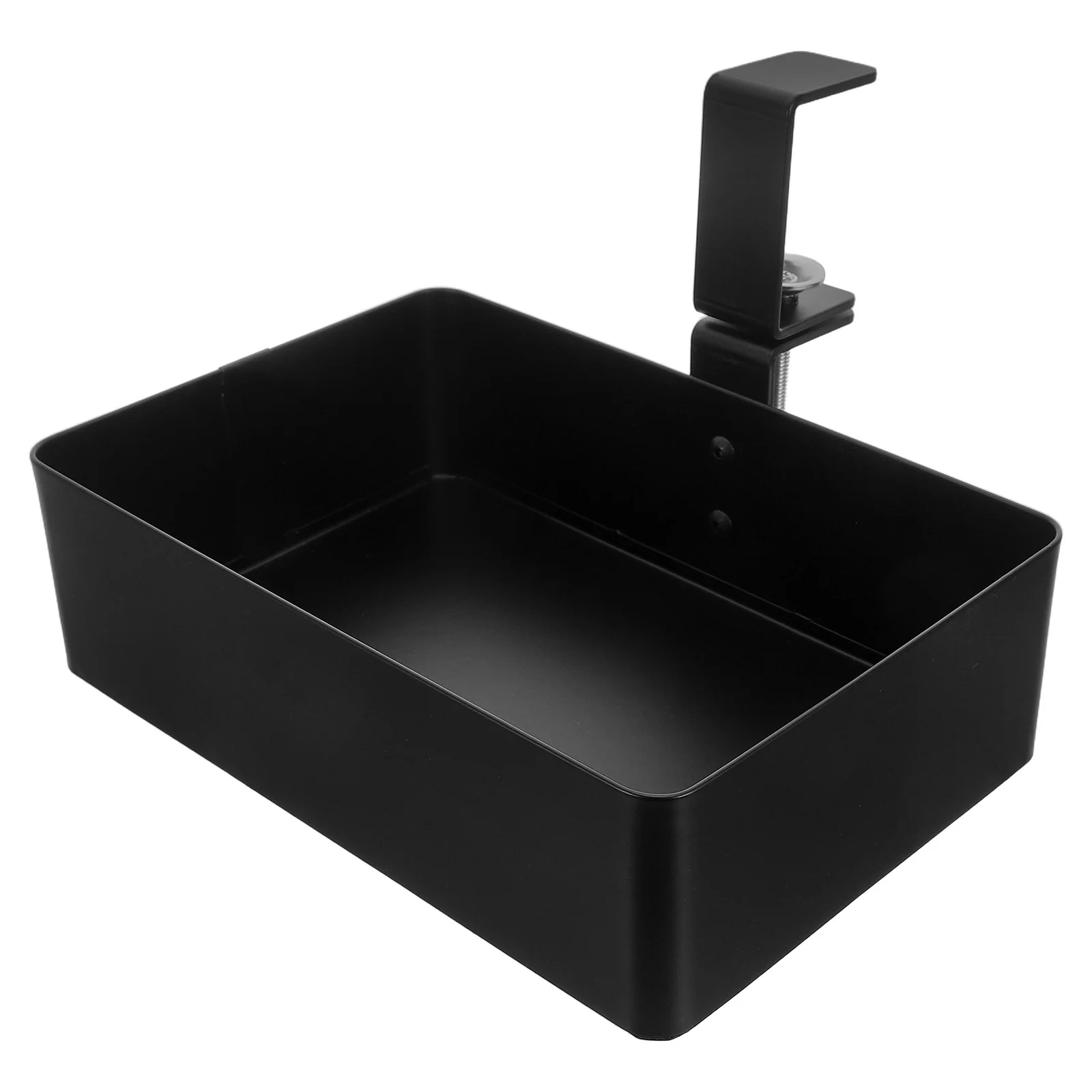 

Hidden Desk Storage Rack Clamp-on No-Drill Installation Rotating Metal Organizer Under Desk Storage for Makeup Office Supplies