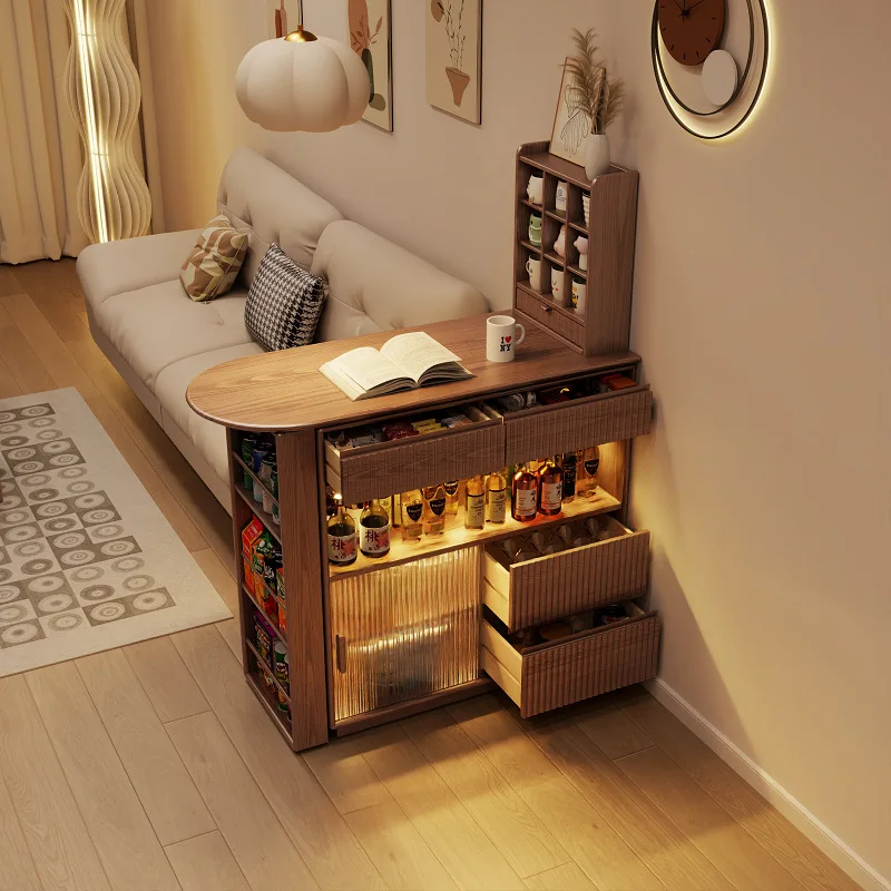 

New solid wood bar table, household balcony, leisure and retractable small apartment partition, narrow island table, dining side