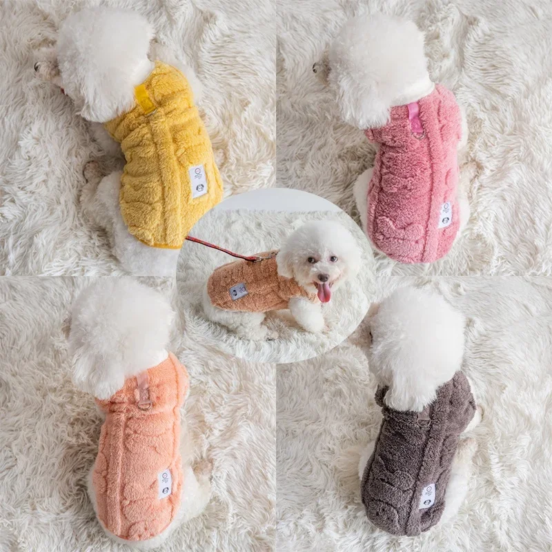 Warm Plush Jacket for Pets, Soft and Comfortable Cat Vest, Soft Cotton Velvet, Cute Puppy Clothing, Autumn and Winter