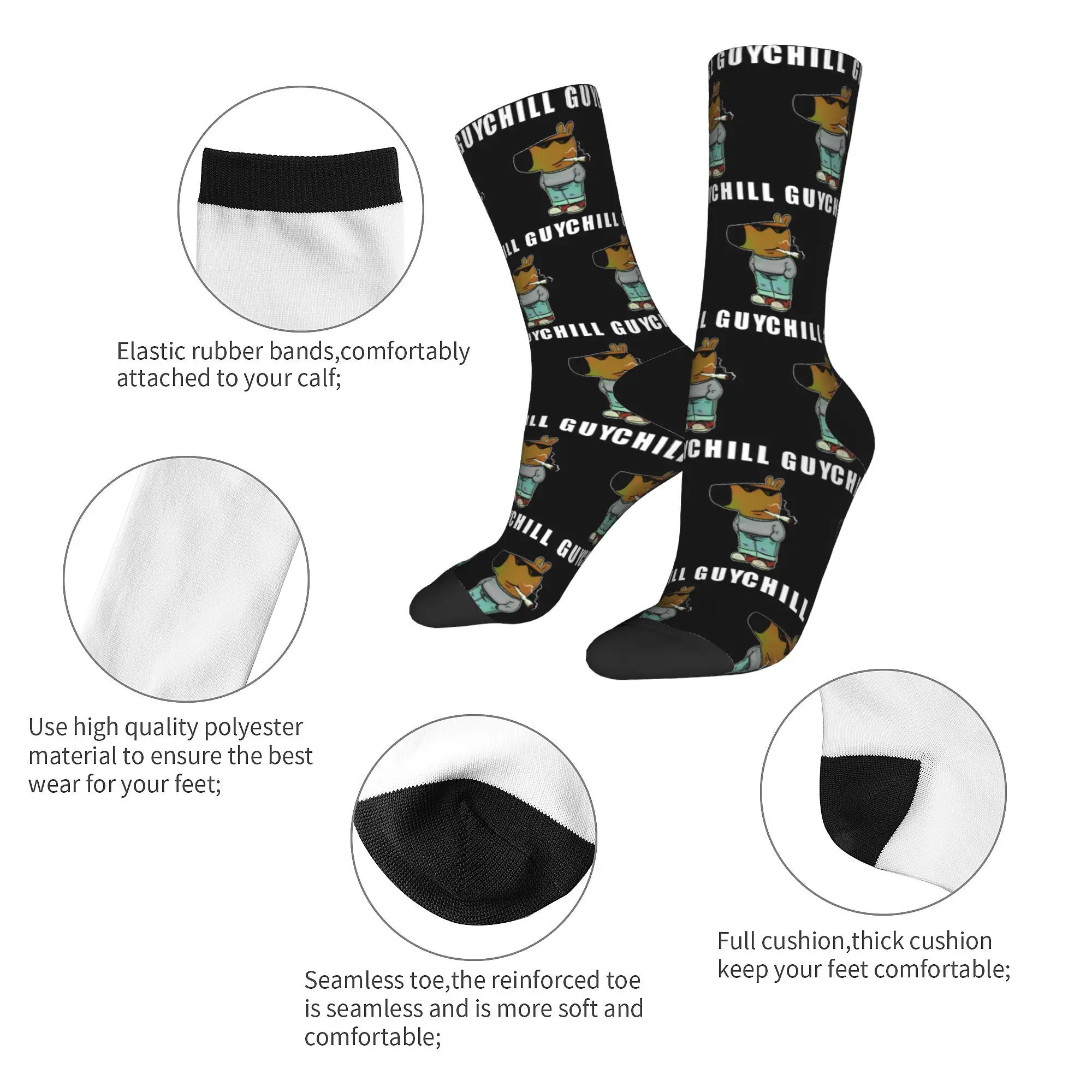 Winter Warm Retro Unisex Humor Dog CHILL GUY Socks  Breathable Basketball Socks