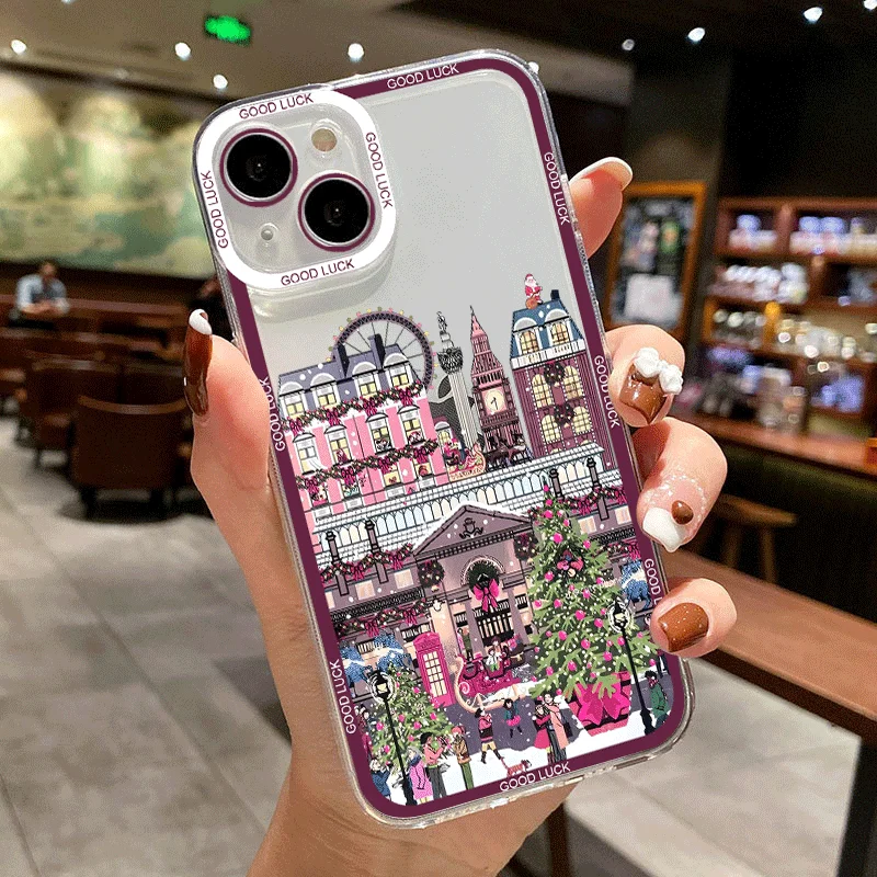 Winter New Year Christmas Street Scenery Phone Case for Xiaomi Redmi Note 14 Pro Plus 13 12 11 10 PRO 14C 13C 12 9T Soft Covers view 4