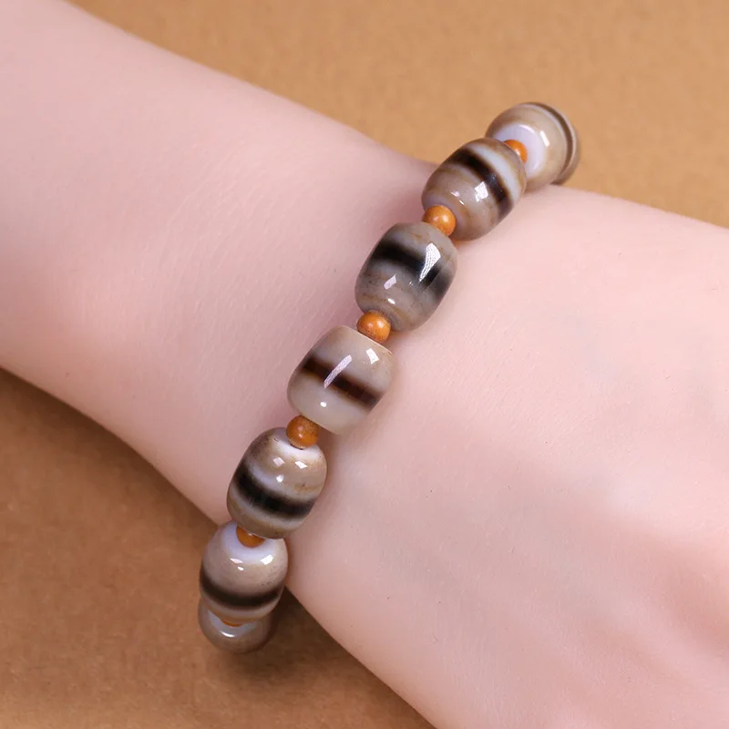 Tibetan natural authentic old mine raw agate first-line pharmacist bracelet necklace loose beads 10x12mm