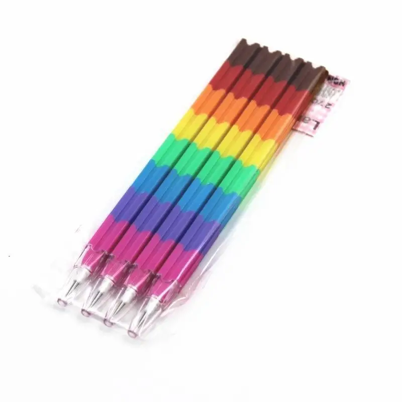 

4pcs School Supplies Korean Cute Stationery Rainbow Pencil Assembly Writing Pencil for School