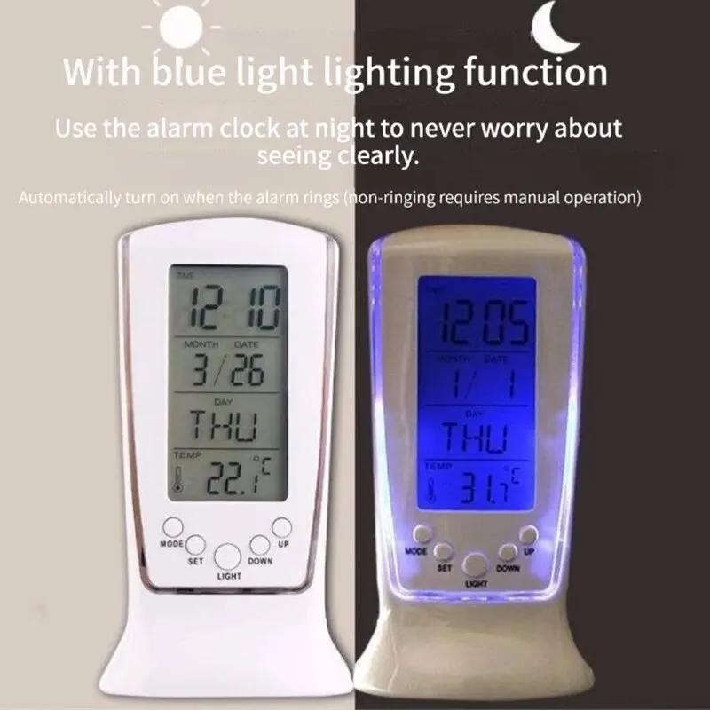 Electronic Calendar Thermometer LED Clock Digital Calendar Home Temperature Led Digital Alarm Clock With Blue Backlight