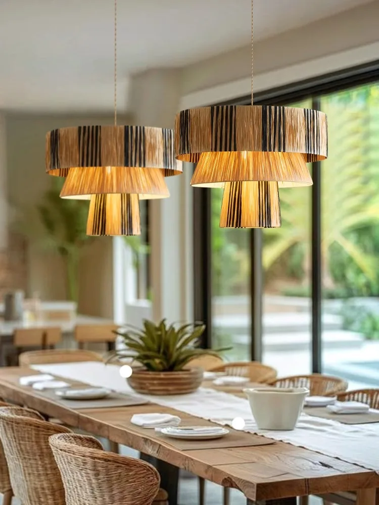 

Minimalist Wabi Sabi E27 Led Chandelier homestay Retro art Round Ceiling Light for Bedroom decorative Restaurant Lighting