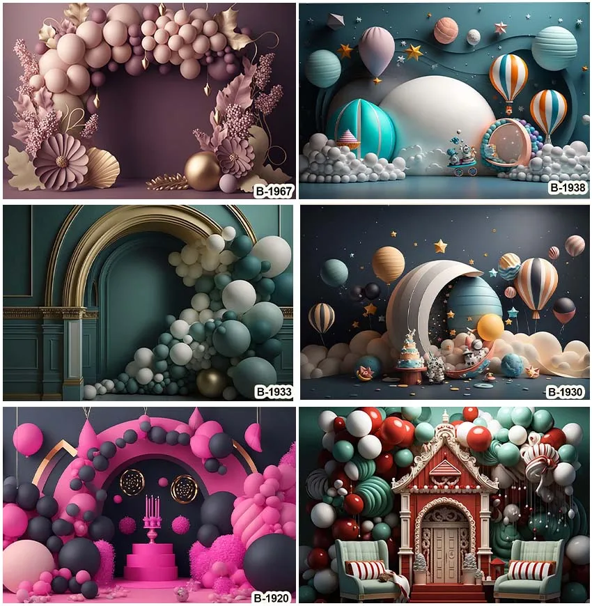 

Balloons Candy House Backdrops Cake Smash Birthday Party Wedding Photography Backgrounds Children Portrait Supplies Photozone