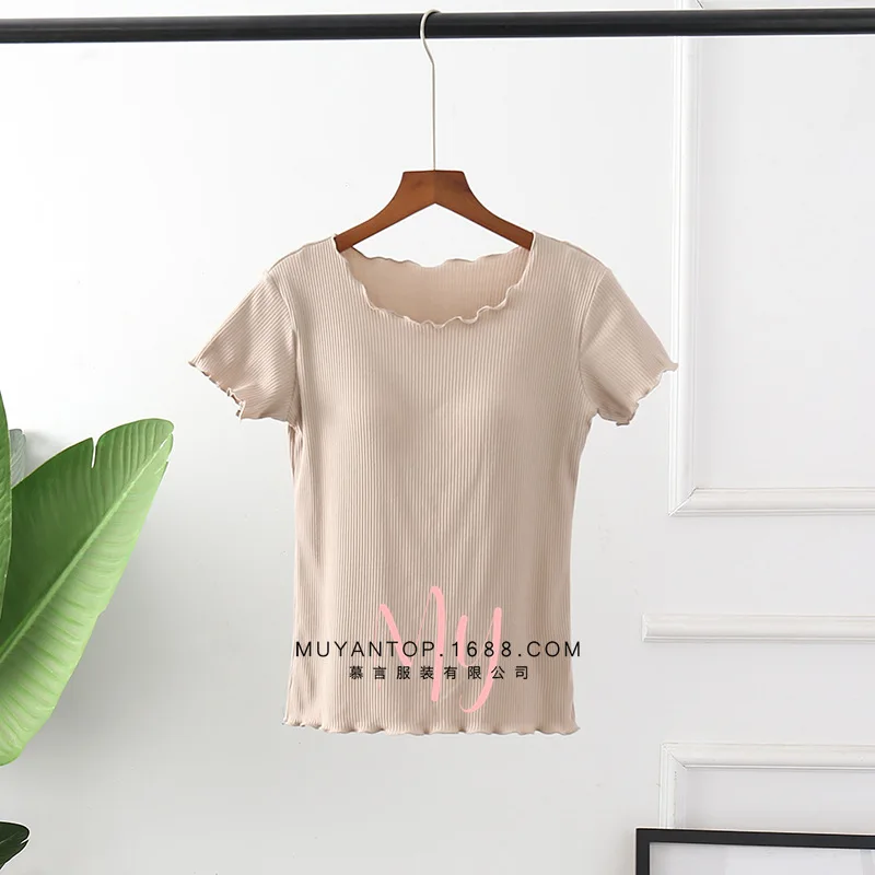 New Cotton Chest Pad Sleepwear T-Shirt Casual Summer Pajamas Tops One Piece Short Sleeve Nightwear Bottoming Shirts