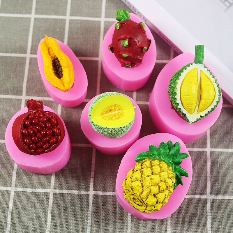 DIY Fruit Series Papaya, Cantaloupe, Pomegranate, Dragon Fruit, Pineapple, Durian Silicone Mold P1687