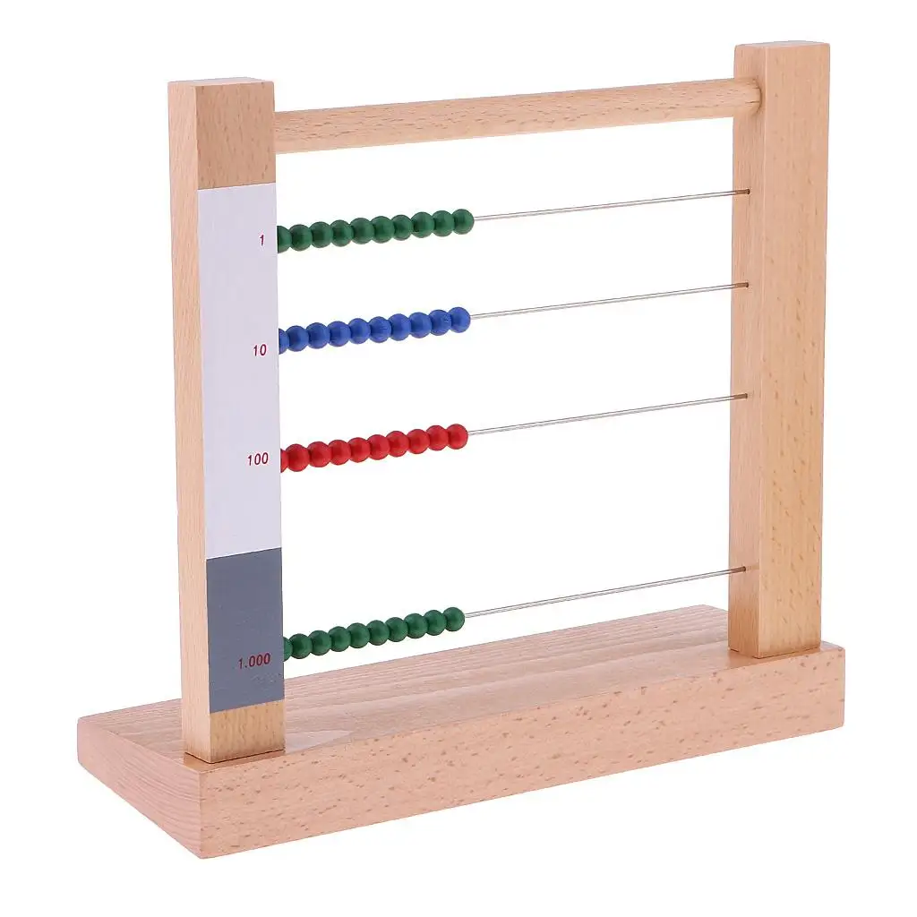 Montessori Brinquedo de madeira para crianças, materiais matemáticos,-1-1000