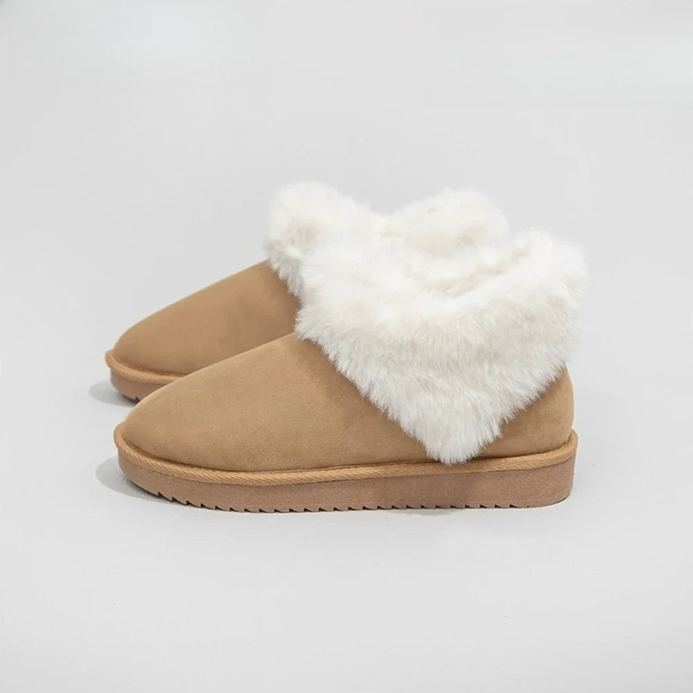 

Women's Thick-soled Snow Boots Furry One-piece New Winter Style Extra Warm Fleece Lined Anti-slip Flat Classic Boots