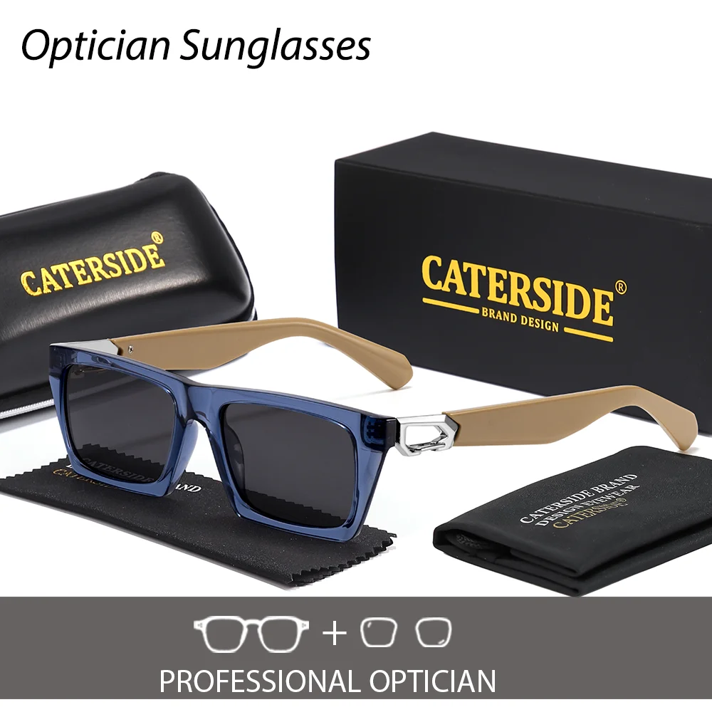 CATERSIDE الرجال النظارات الشمسية البصرية عالية الجودة مستطيلة عدسة وصفة طبية نظارات المرأة هدية مخصصة Suneyeglass UV400