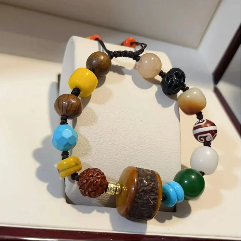 

Design Duobao Gabala with Beads Turquoise Gold Thread Rudraksha Bracelet
