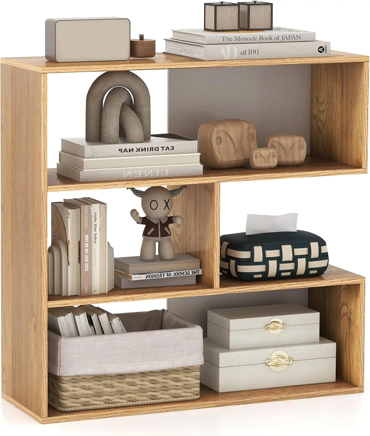 

3 Cubes Bookcase, Irregular Open Bookcase, Freestanding Bookshelf Combination, Anti-Tipping Device, Home Display Storage Shelf