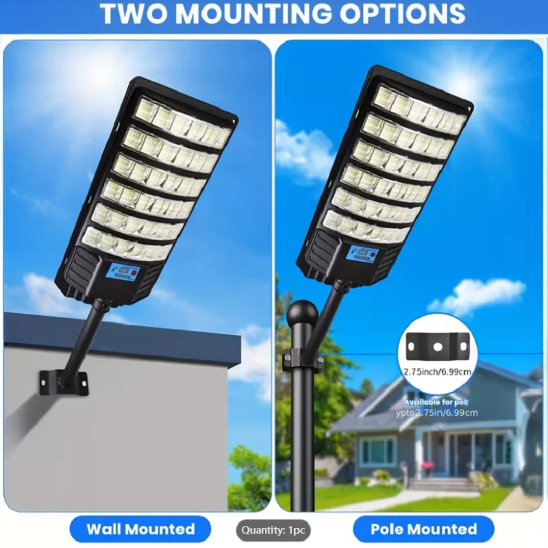 Solar Street Light 600000 Lumens Outdoor Dusk To Dawn Solar Street Light Road Area Lamp Waterproof Backyard Security Lighting