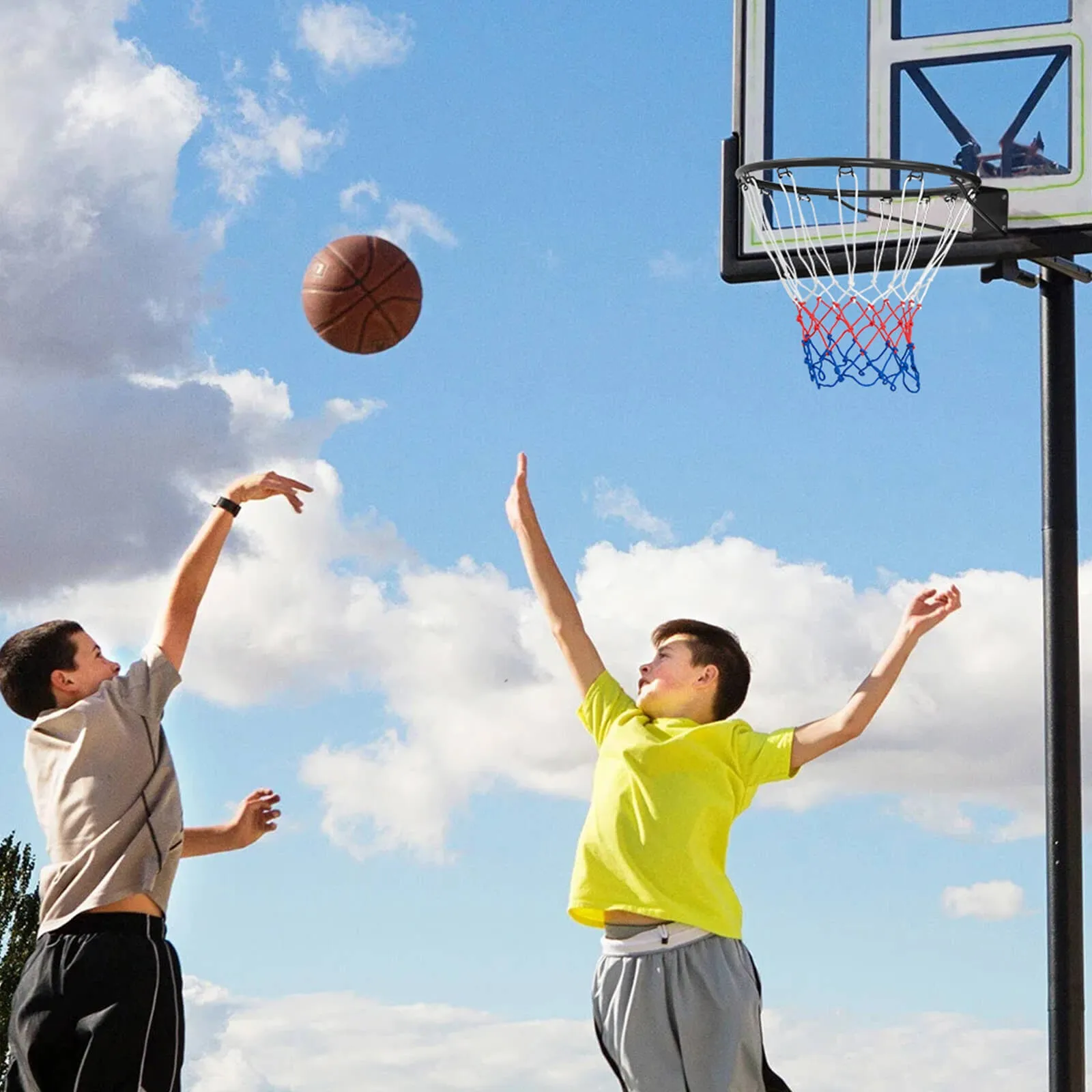 

15" Basketball Rim Wall Door Mounted Basketball Hoop with All Weather Net