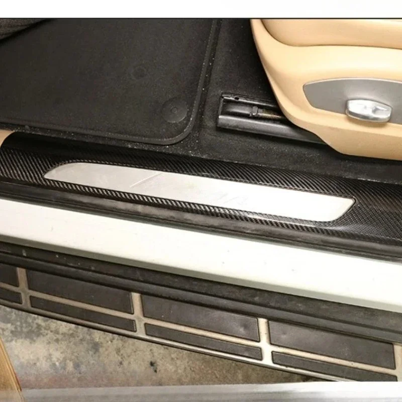 For Porsche Macan Real Dry Carbon Fiber Interior Decoration Welcome Pedal Built-in Door Sill Strip Modification Accessories
