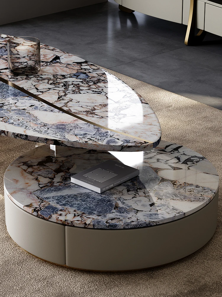 Natural Dali Stone Endtable Modern Minimalist Living Room Furniture Leaves Luxury Stone Endtable Combination