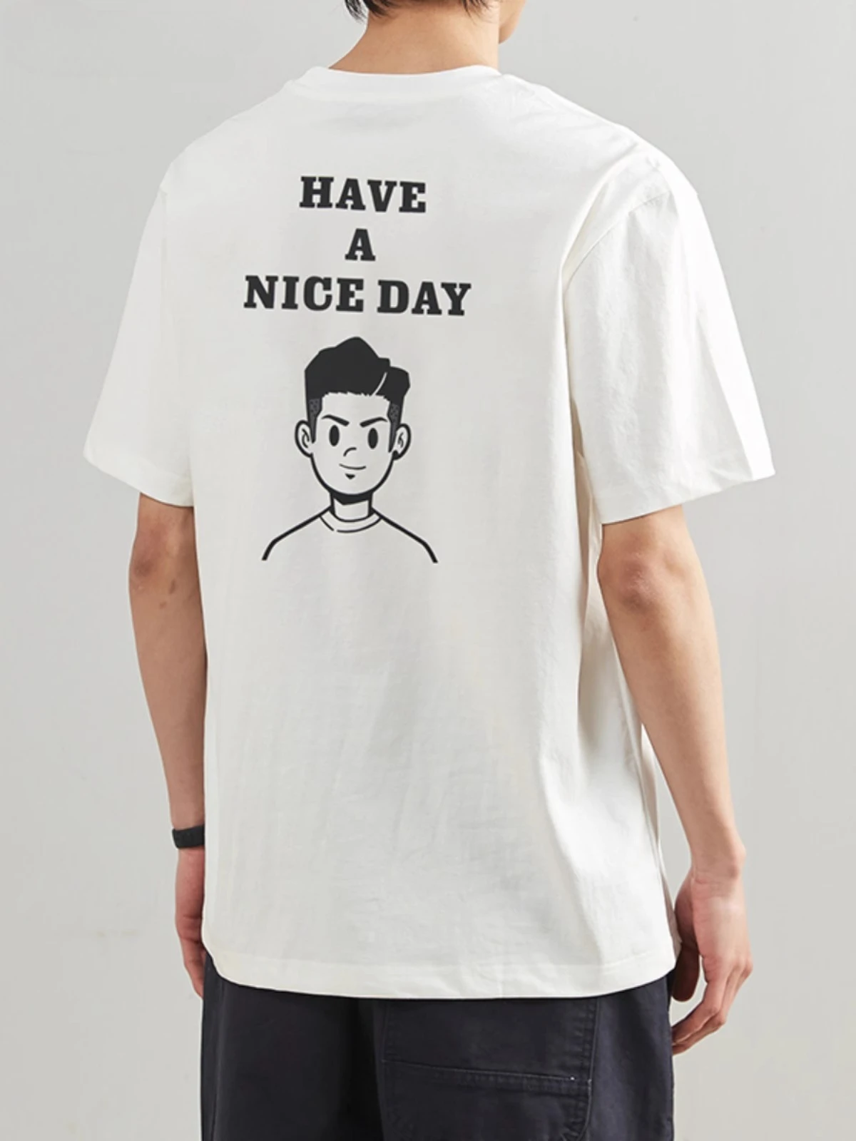 

Summer Men's Short Sleeve T-Shirt Loose White Casual Versatile T-Shirt Boys Top Trendy Couple Half Sleeve