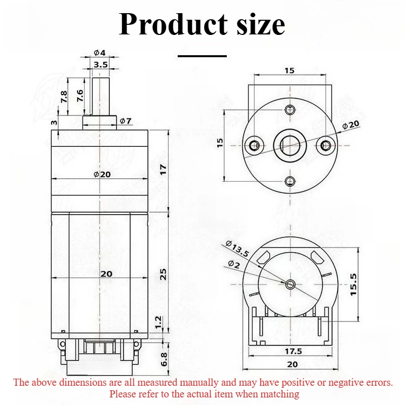 JGA20-130 micro DC gear motor reverse and reverse speed control motor 12v24v with encoder speed measurement