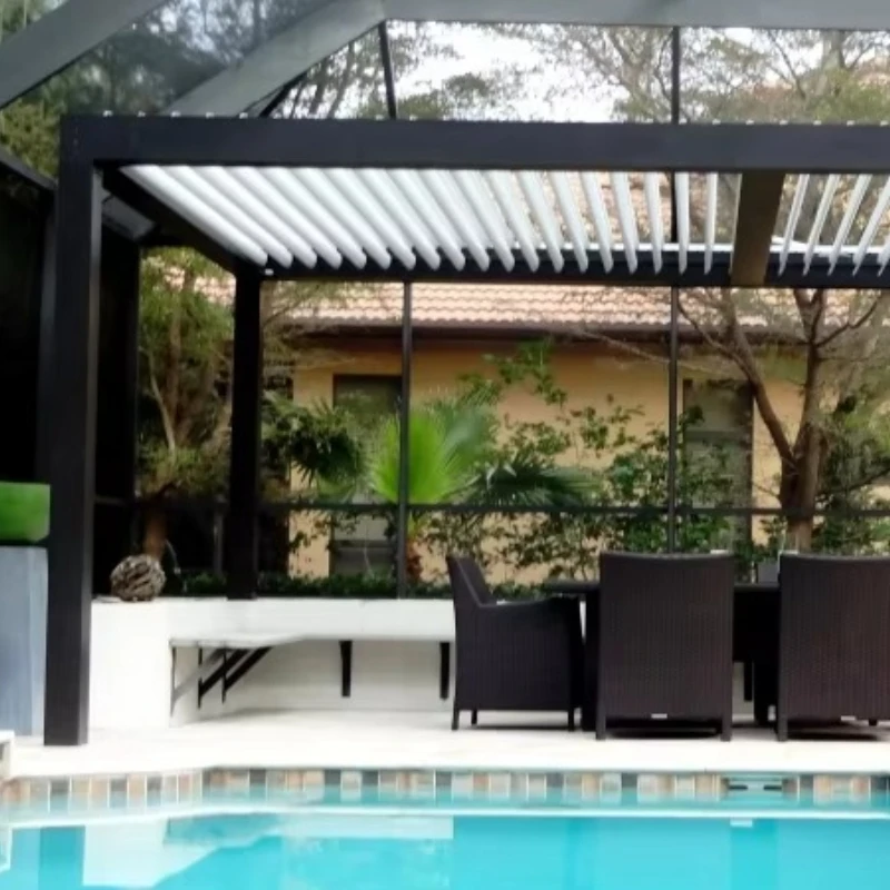Outdoor Customized Modern Garden Waterproof  Bioclimatic Aluminium  Louvre Pergola