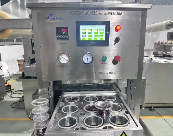 Modified Atmosphere Vacuum Tray Sealer Map Packaging Machine for Food Ready Meal Meat Fish Salad With Film