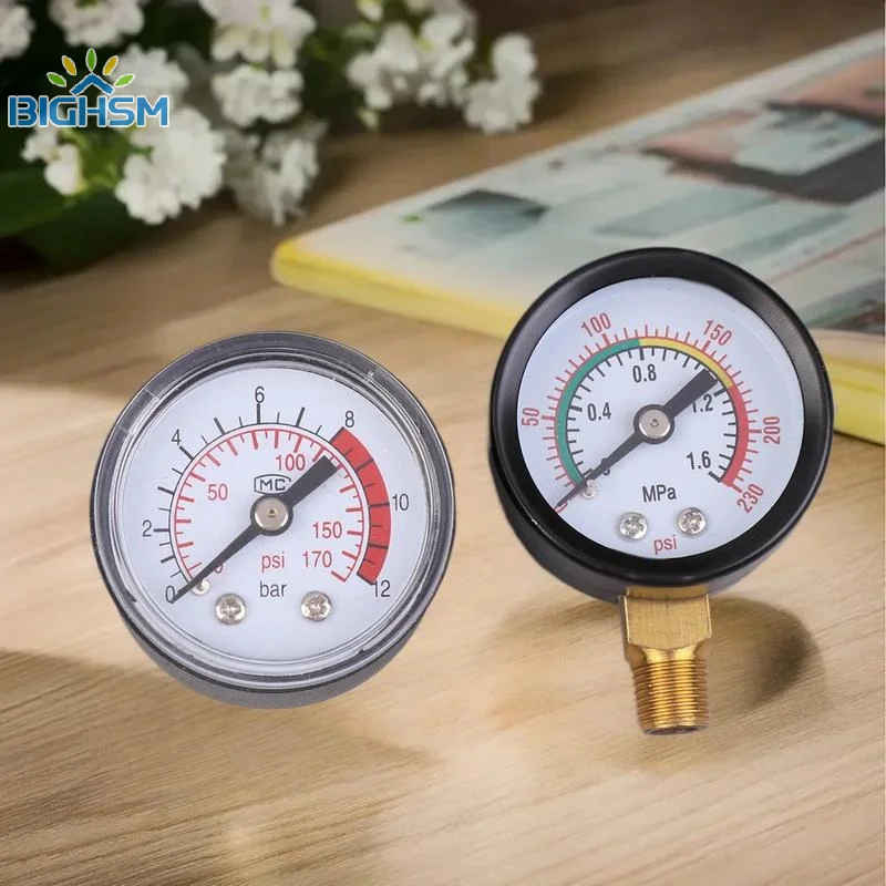 Pressure Gauge Air Compressor Pneumatic Hydraulic Fluid 0-12Bar / 0-170PSI Easy To Read Dial Measuring Instrument
