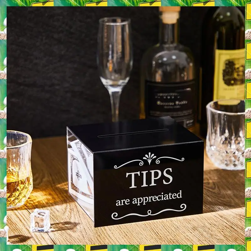 3C Electron Tip Jars For Money 6 X 4 X 5 Inch Tip Collection Box With Lock Donation Suggestion Box For Tip Storage Raffling Box,