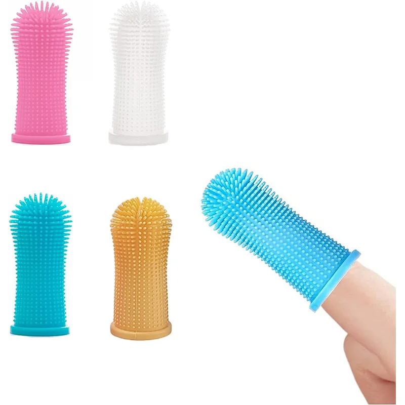 Pet Finger Toothbrush Cleaning Products for Cats and DogsOral Cleaning ToothbrushesSilicone Bristles Pet Finger Toothbrush Clean