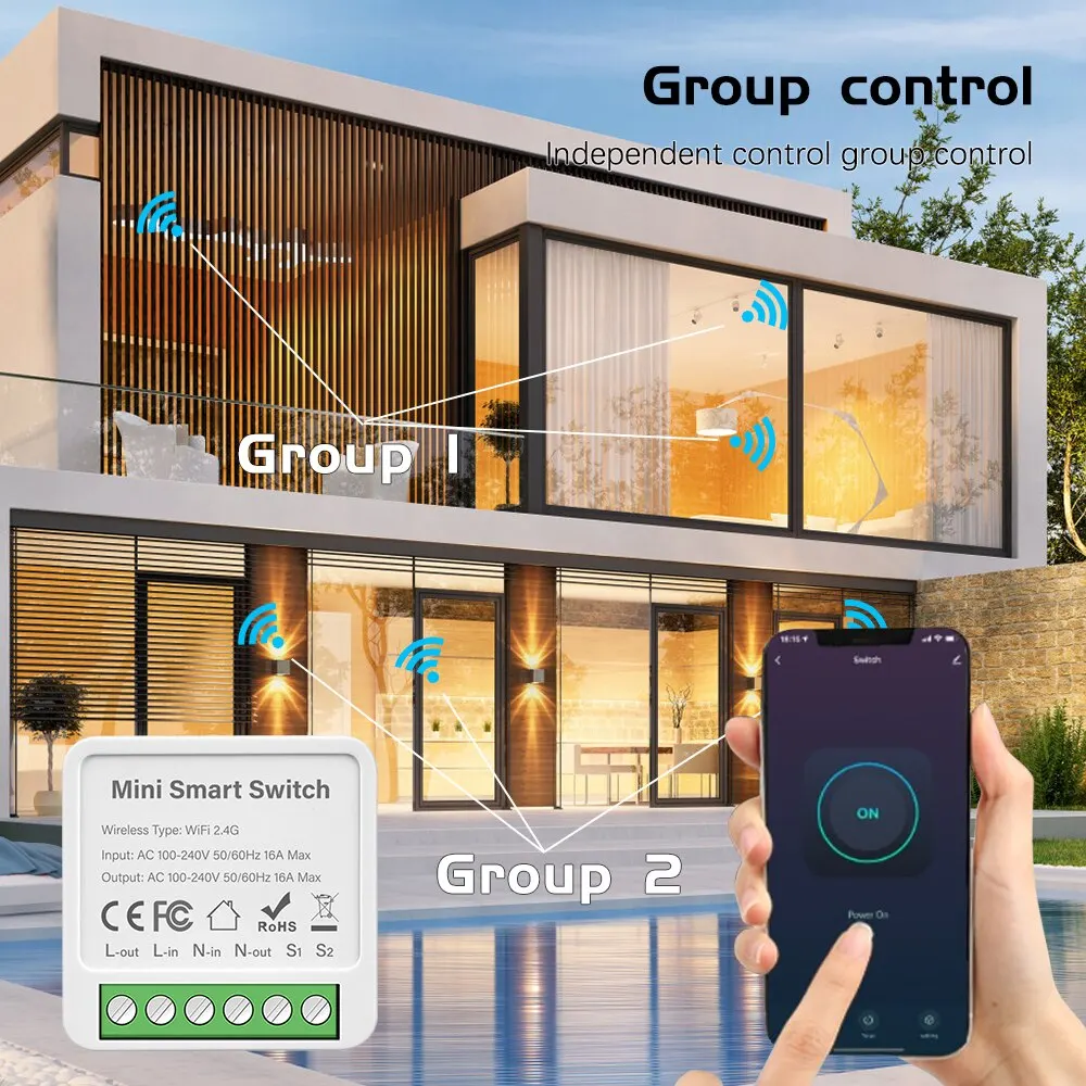 Wifi Mini Smart Switch 16A interruttori della luce fai da te casa intelligente Wireless a 2 vie con Tuya Smart Life App Alexa Google Home