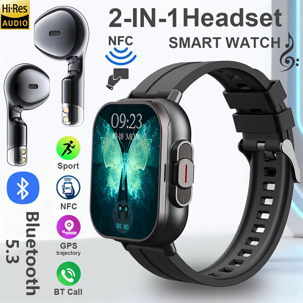 

2026TWS 2in1 Smart Watch With Headphones Sport Watch Bluetooth Headset Call Watch Men Health Monitor NFC Women Smartwatch Earbud