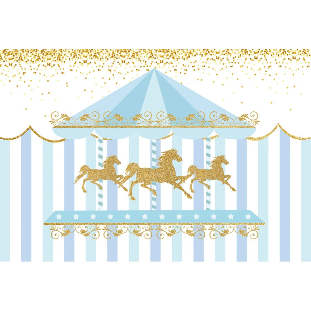 Baby Shower Carousel Party Photography Backdrops Happy Birthday Boy And Girl Portrait Photographic Background For Photo Studio