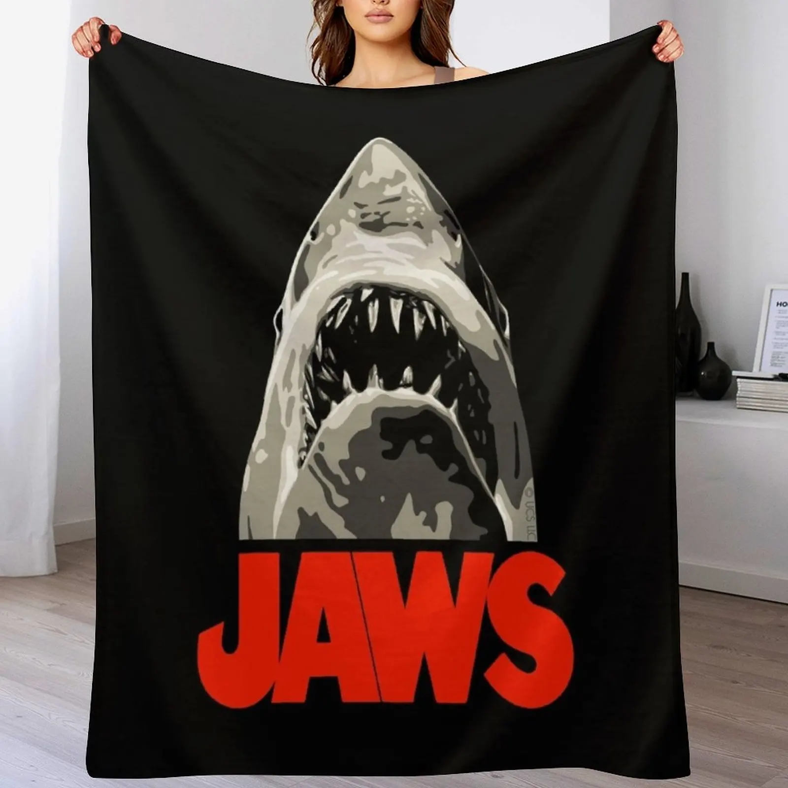 JAWS - Great White Shark Throw Blanket Travel Furry Polar Blankets