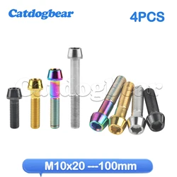 Catdogbear 4PCS M10x20 ~ 100mm DIN912 Titanium Bolt Pitch1.25 Taper Head Hex Head Screws for Motorcycle Car