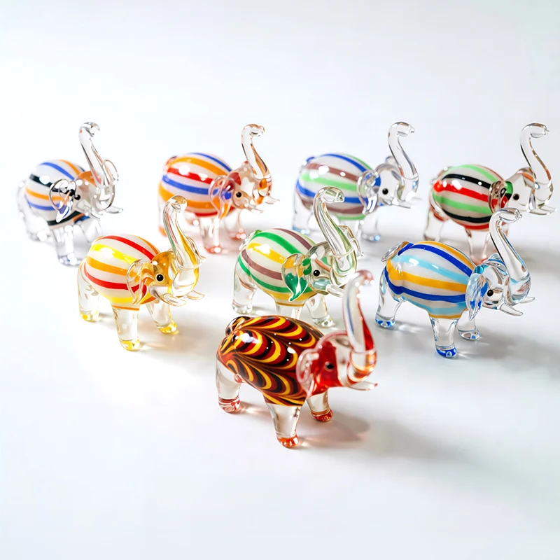 Handmade Mini Glass Elephant Figurine - Cute Animal Ornament for Home Decor Tabletop Collection - Creative New Year & Xmas Gift