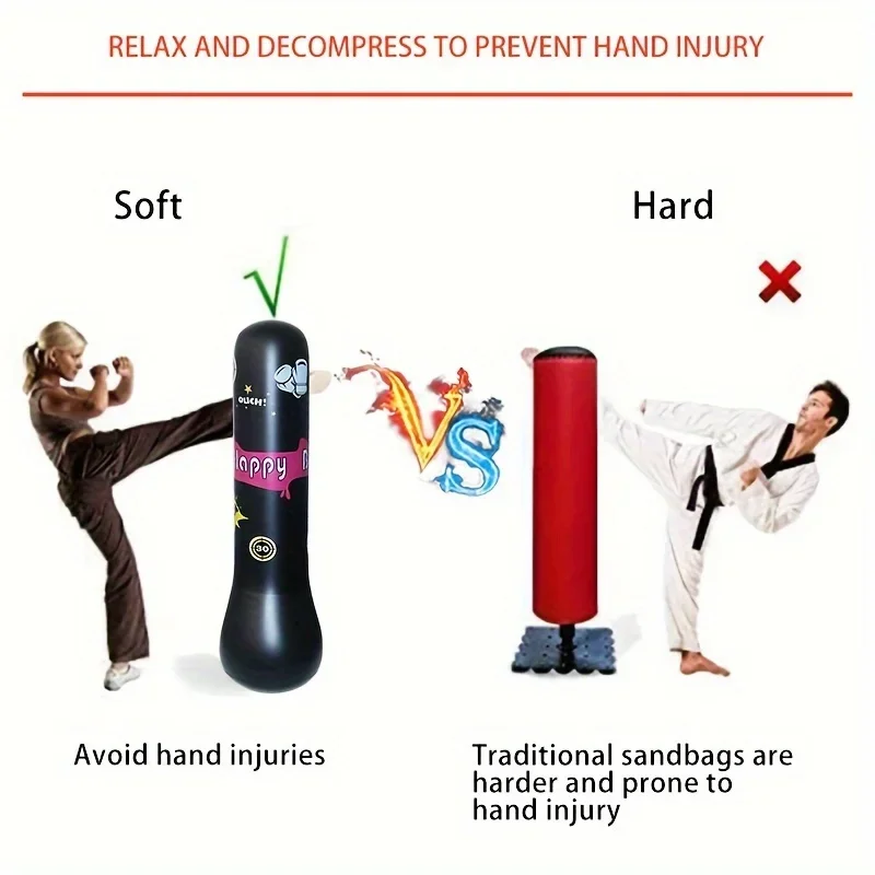 Inflatable Bopper Children Punching Bag with Bounce-Back Action Inflatable Punching Bag for Kids Presents Inflatable Toys image 6