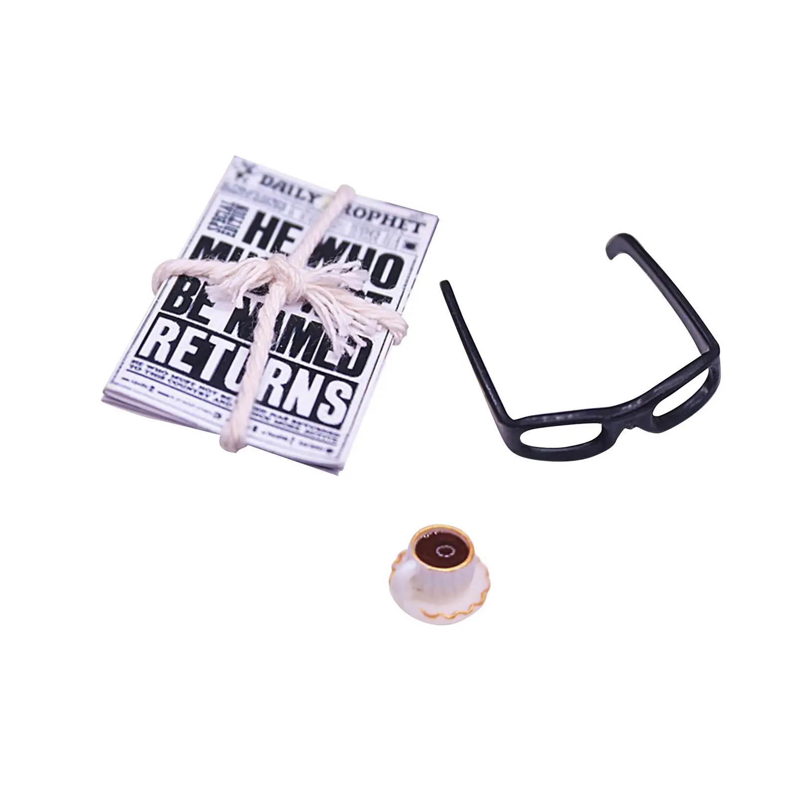 Accessoires de maison de courses, lunettes de journal, ensemble de café, jeu de simulation pour diorama, scène l'inventaire, accessoires photo, 1:12