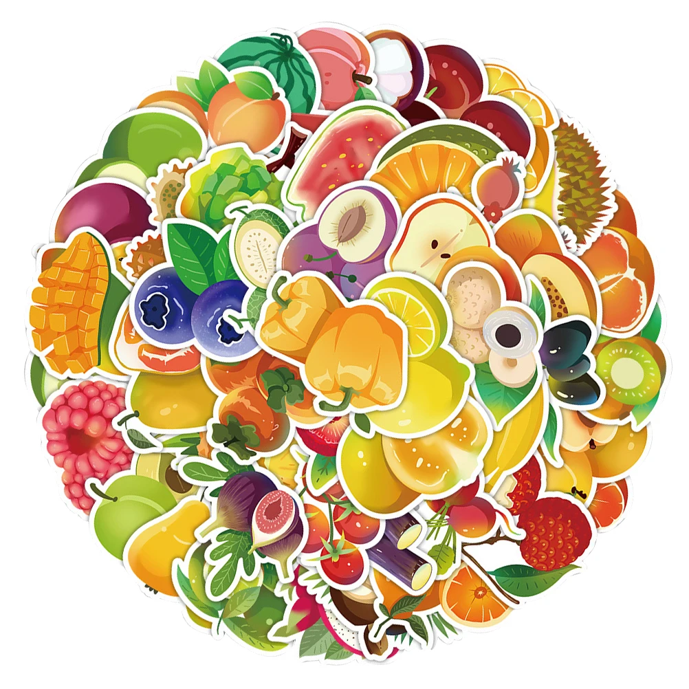 

60 Pcs Fruit Stickers Cartoon Decorations Waterproof Fruits Decals for Scrapbooking Greeting Cards Diaries Phone Adhesive