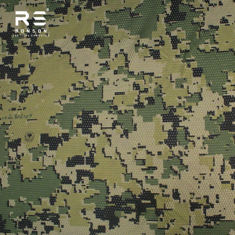 US4CES 120gsm Light Weight Double Sided Printed Mesh Fabric Netherlands Woodland Camouflage for Tactical Gears Face Mask
