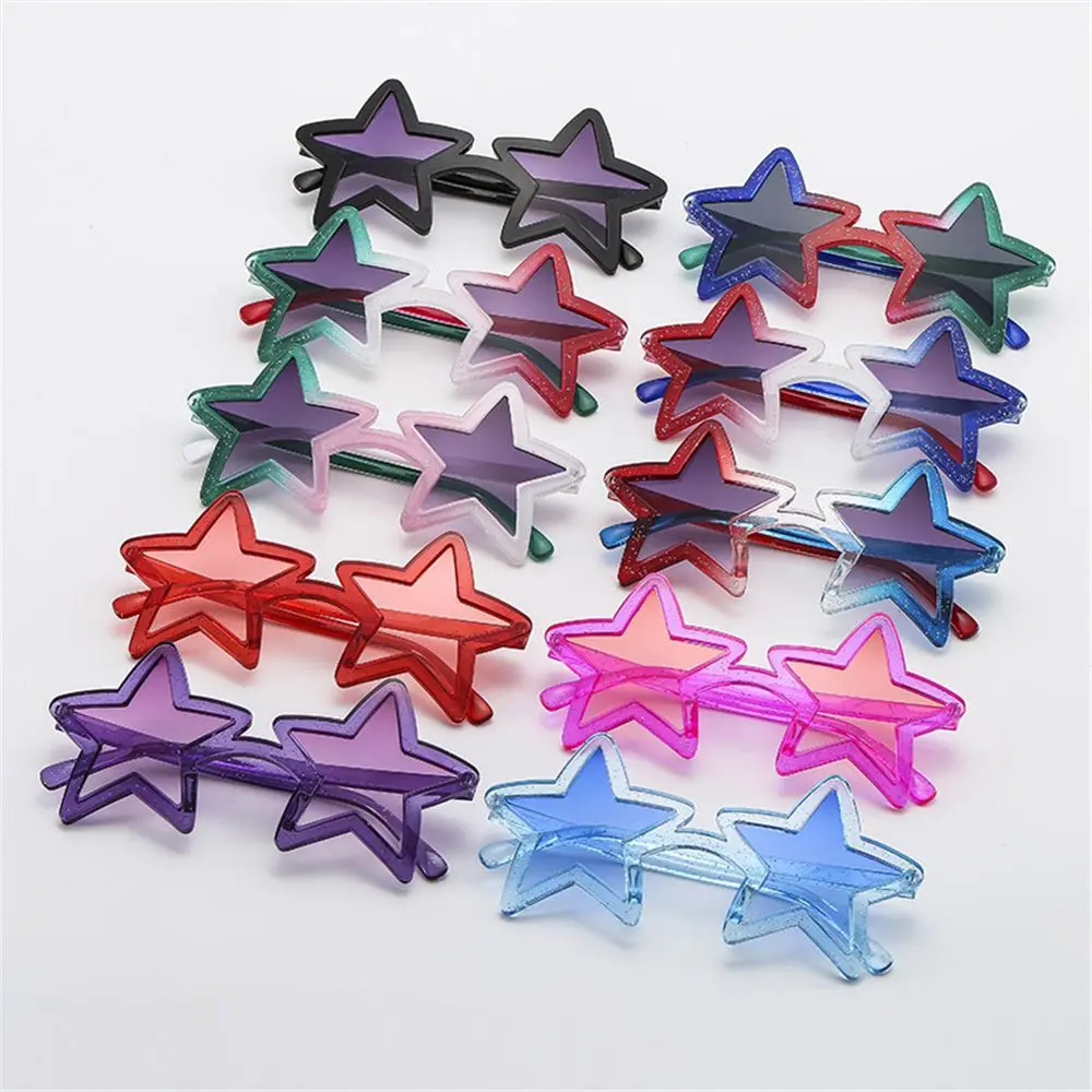 Women Unique Star Shape Sunglasses Shining Sun Glasses Vintage Pentagram Glasses for Summer Beach Party Favors