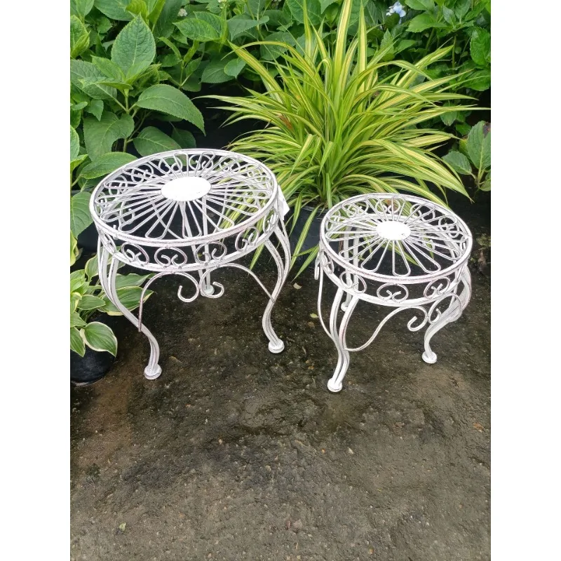 

Balcony flower stand outdoor courtyard decoration floor flat iron flower stool two-piece set