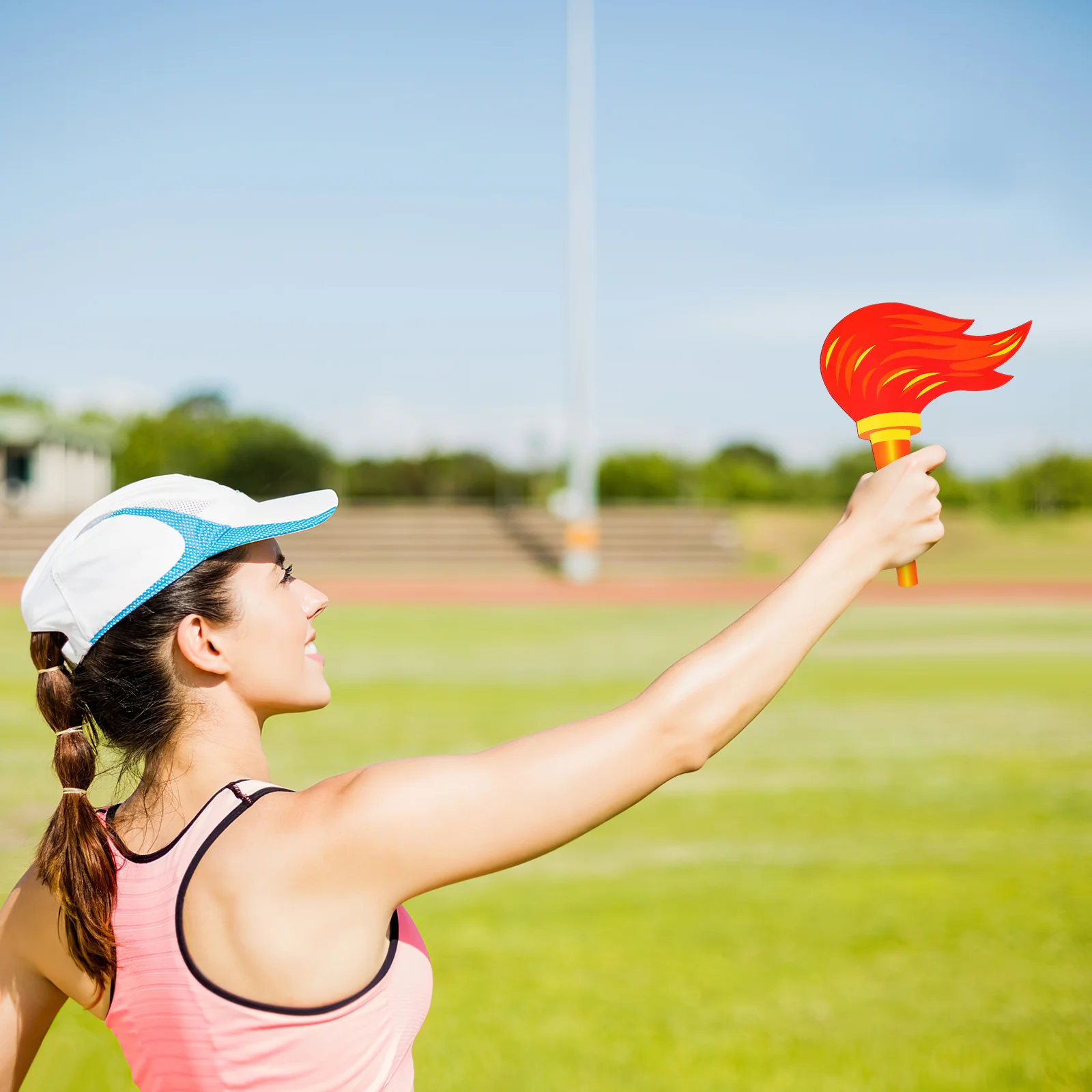 

2Pcs Realistic Paper Sports Torch Props Lightweight Portable Fake Flame Paperboard Torches for Birthday Party Sports Ceremony