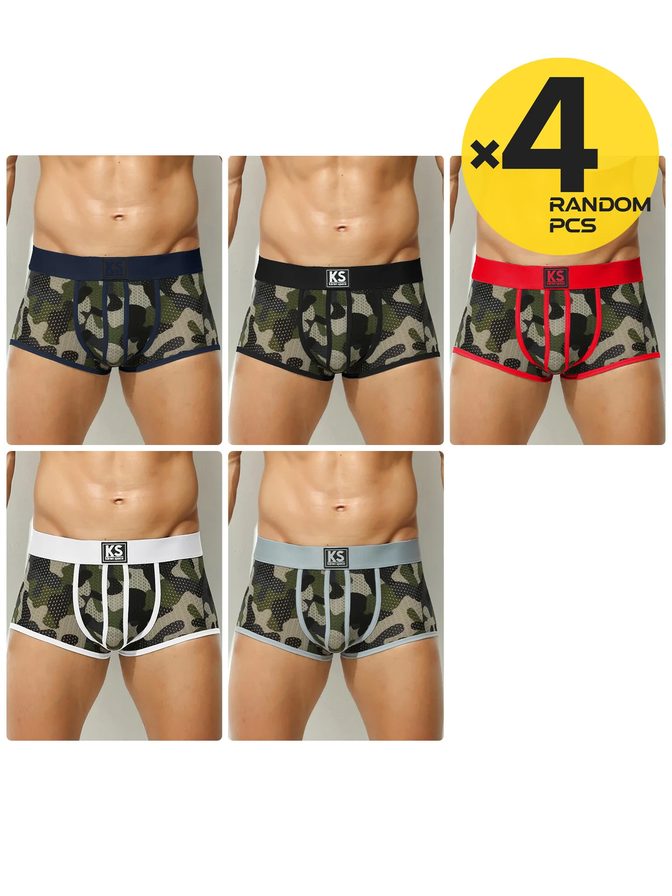 الرجال مثير التمويه شبكة سراويل داخلية للرجال Cueca الملابس الداخلية مثلي الجنس الذكور سراويل موضة الملابس الداخلية مع الحقيبة 3/4 قطعة مجموعة #4