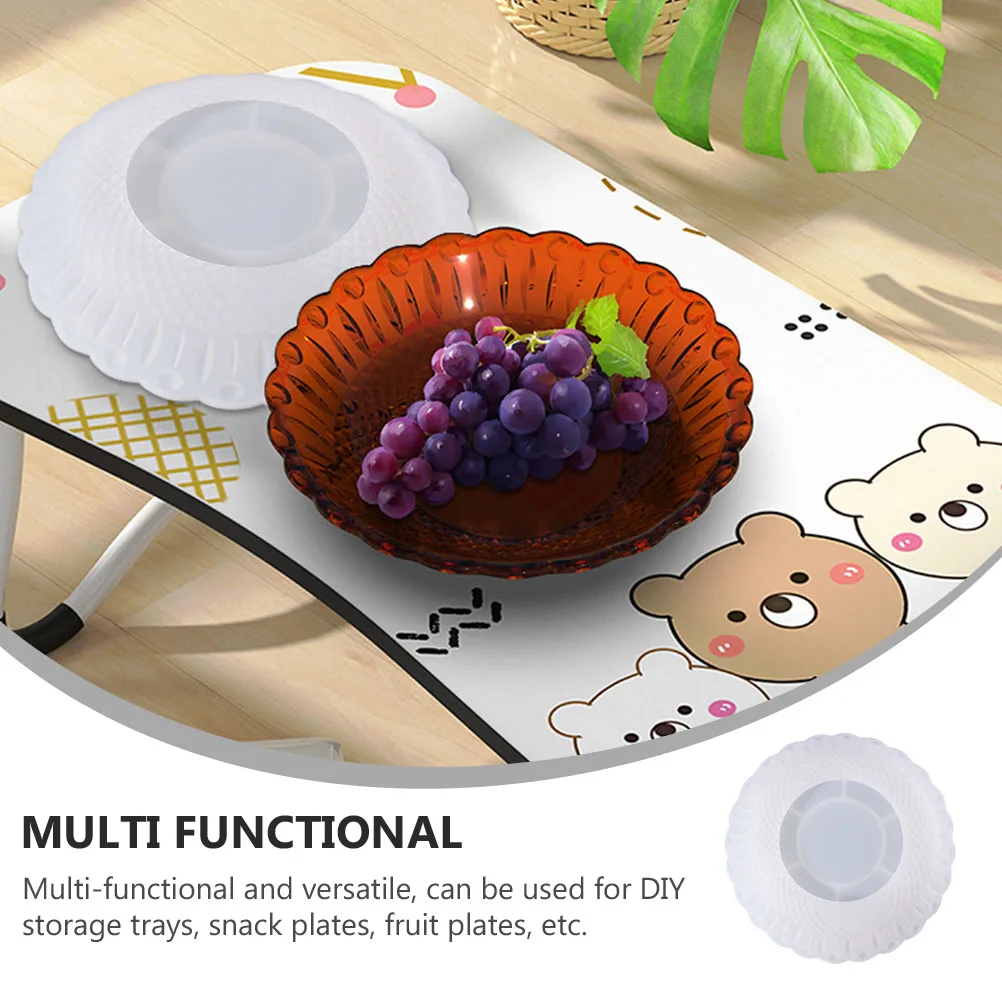 

1pc Large Lace Crystal Epoxy Mold Diy Storage Tray Snack Fruit Plate Multi-Functional Silicone Mold For Decor Jewelry Making